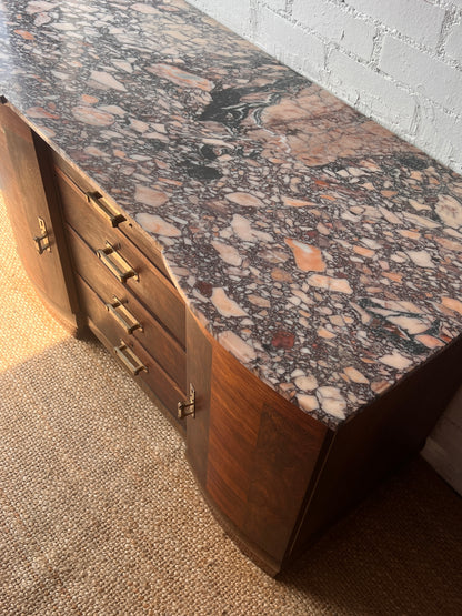 MARBLE TOP ART DECO SIDEBOARD
