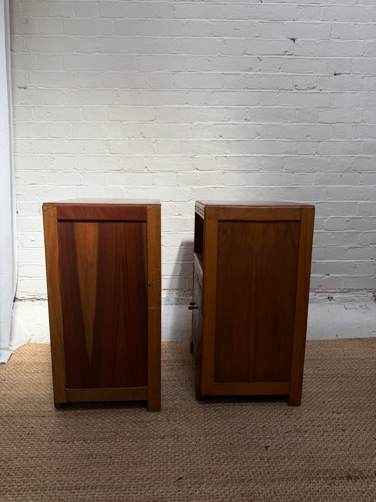 ON HOLD - PAIR OF ART DECO WALNUT VENEER BEDSIDES