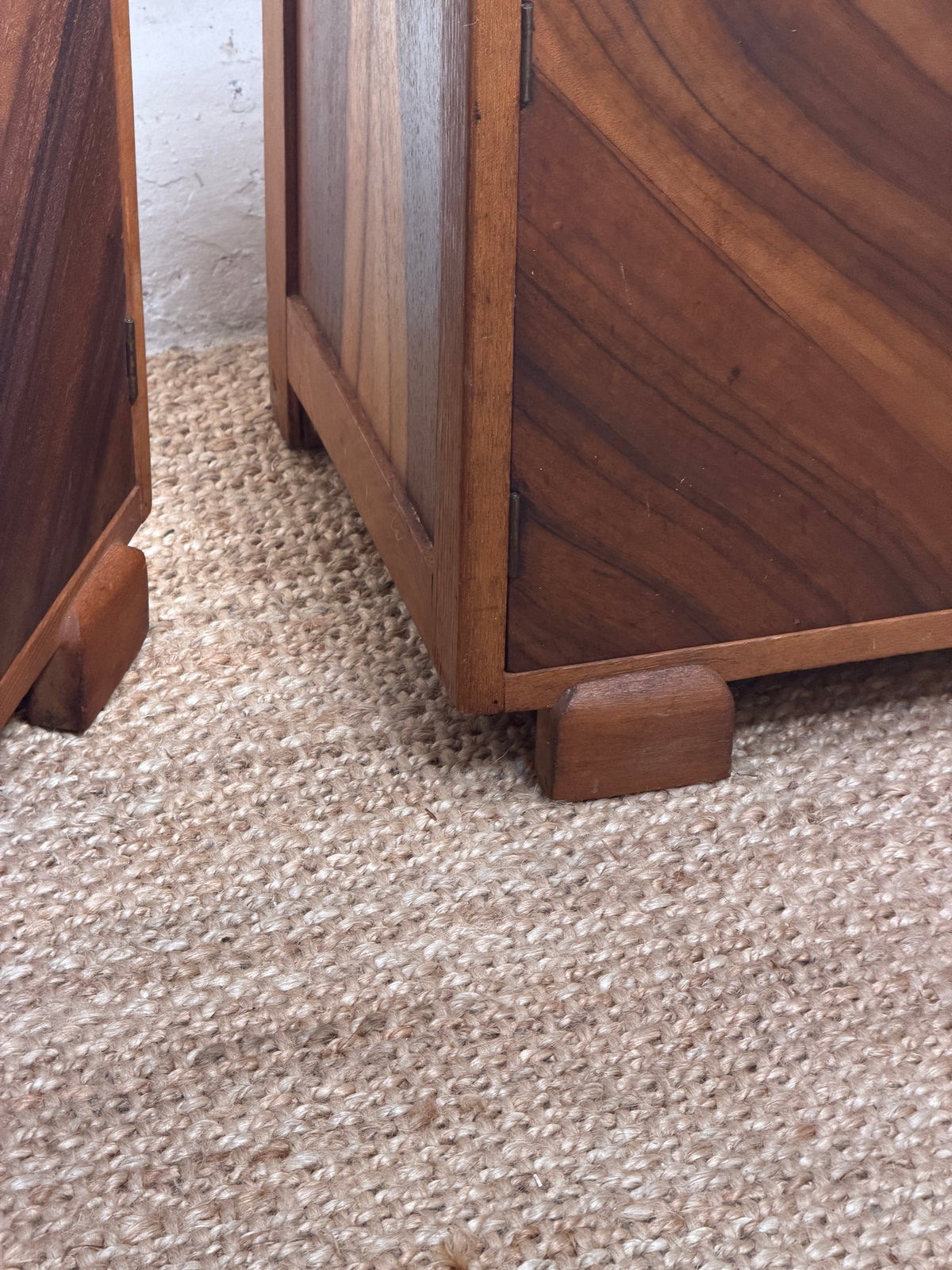 ON HOLD - PAIR OF ART DECO WALNUT VENEER BEDSIDES