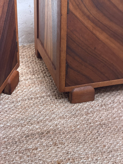 ON HOLD - PAIR OF ART DECO WALNUT VENEER BEDSIDES
