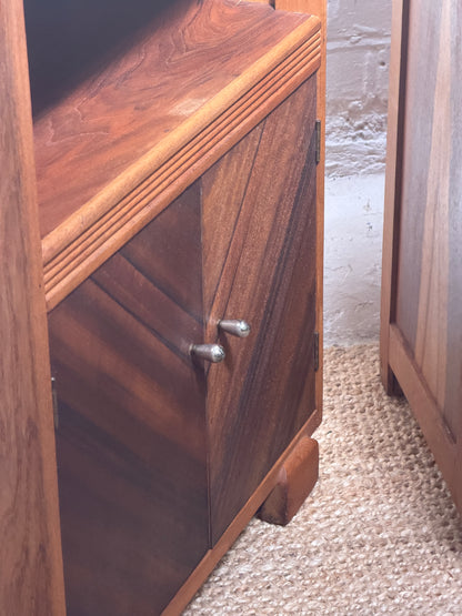 ON HOLD - PAIR OF ART DECO WALNUT VENEER BEDSIDES