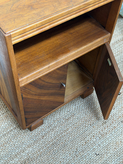 ON HOLD - PAIR OF ART DECO WALNUT VENEER BEDSIDES