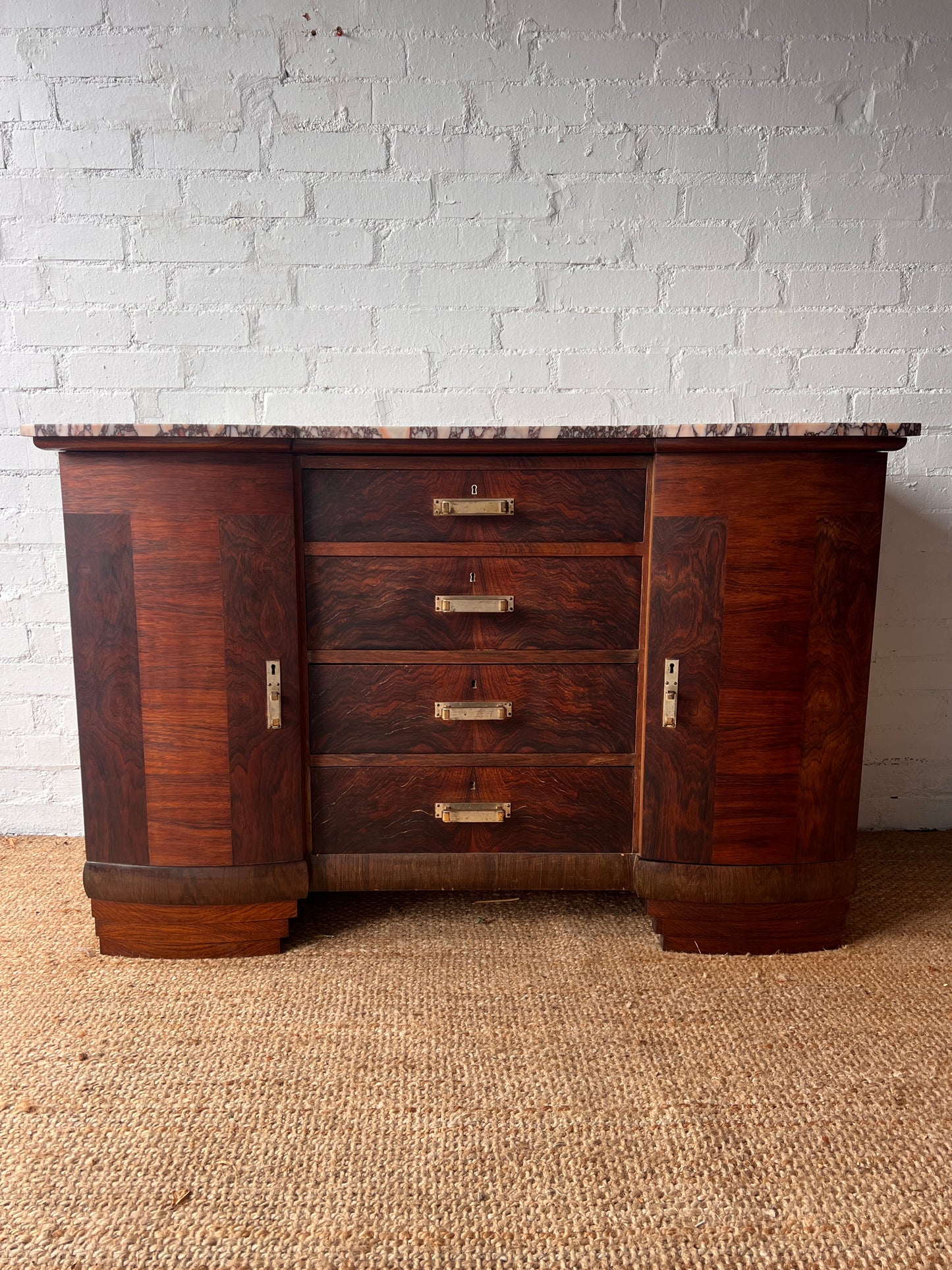 MARBLE TOP ART DECO SIDEBOARD
