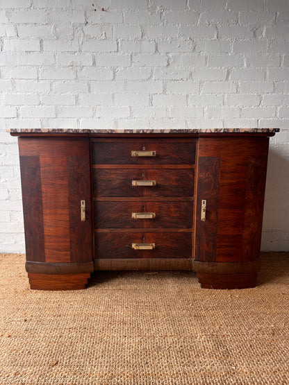 MARBLE TOP ART DECO SIDEBOARD