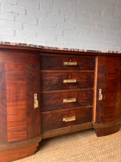 MARBLE TOP ART DECO SIDEBOARD