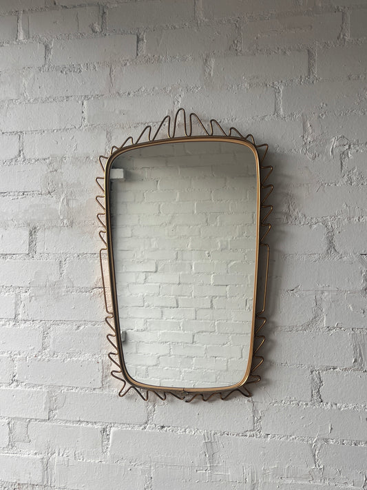 MID CENTURY BRASS WIGGLE MIRROR