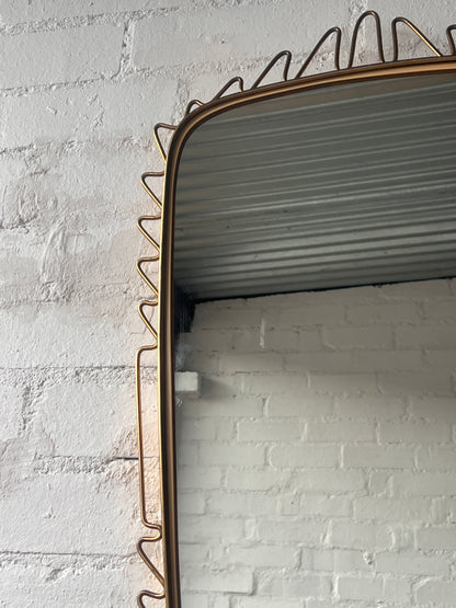 MID CENTURY BRASS WIGGLE MIRROR