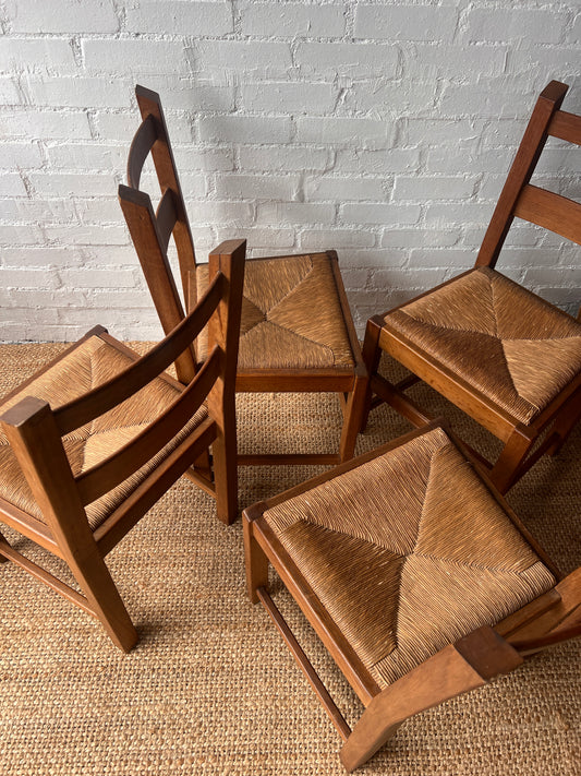 SET OF FOUR RUSH MID CENTURY DINING CHAIRS