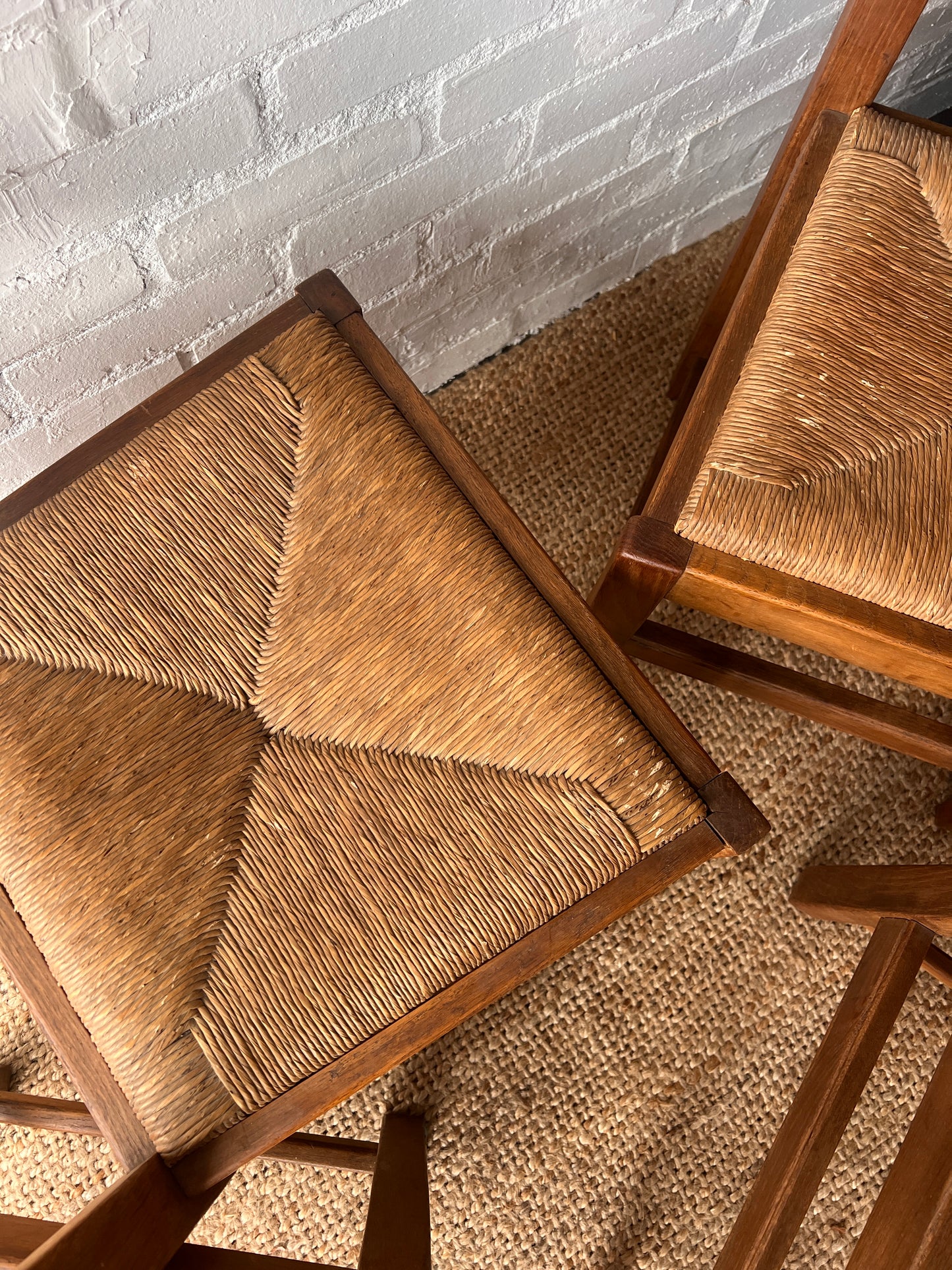 SET OF FOUR RUSH MID CENTURY DINING CHAIRS