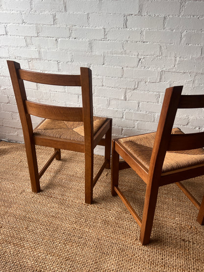 SET OF FOUR RUSH MID CENTURY DINING CHAIRS