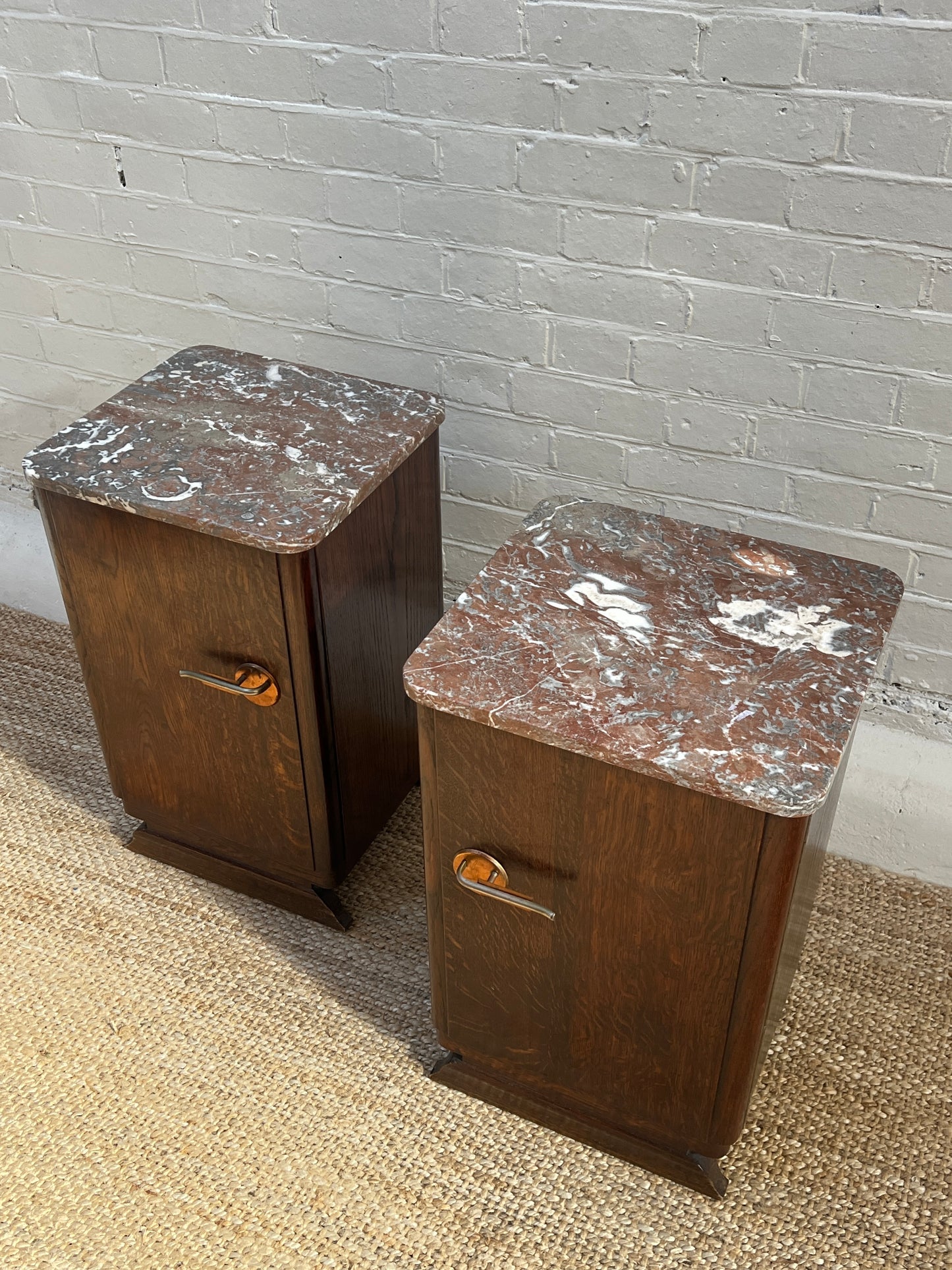 ART DECO RED MARBLE BEDSIDES