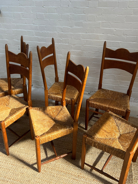 SET OF SIX RUSH DINING CHAIRS
