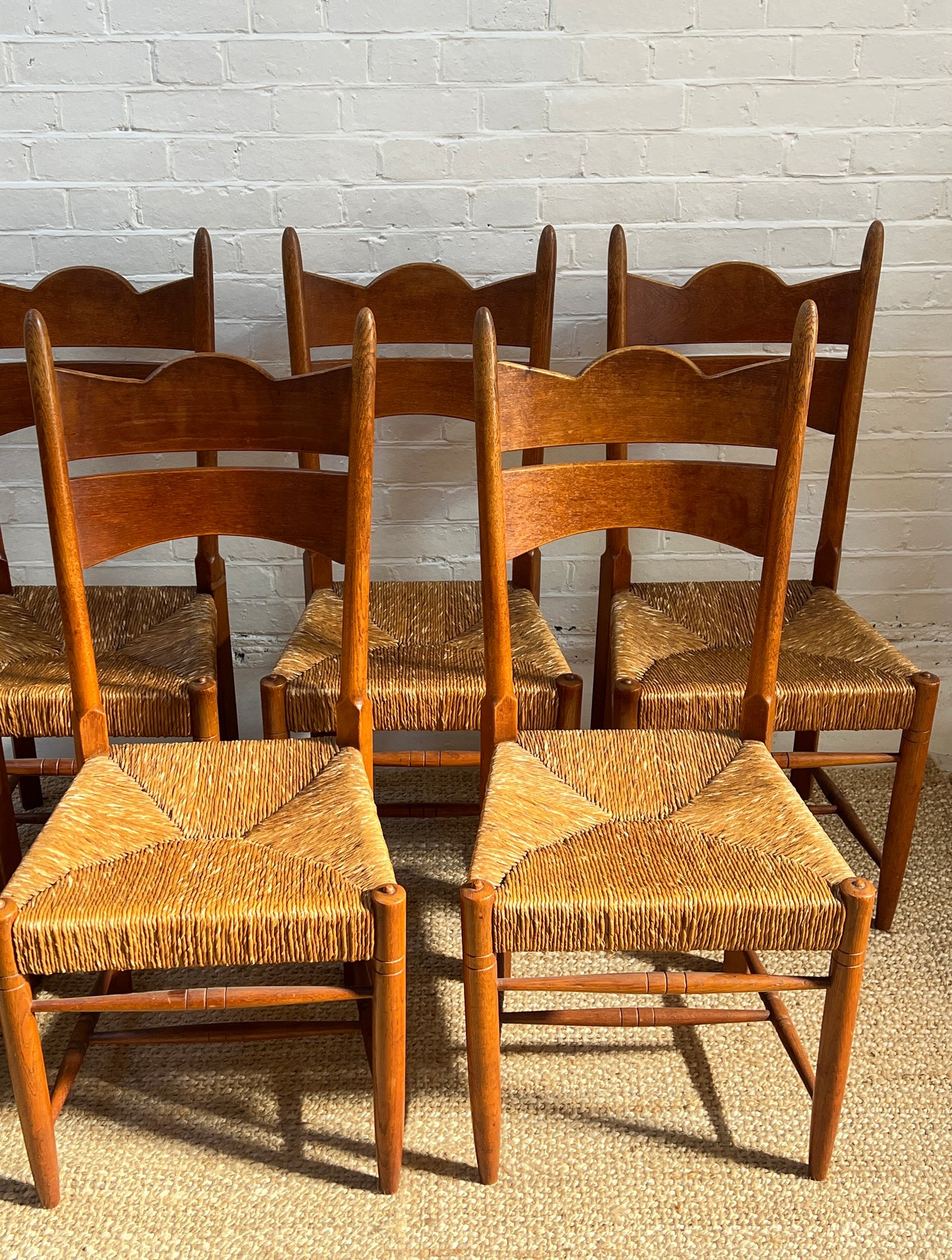 SET OF SIX RUSH DINING CHAIRS