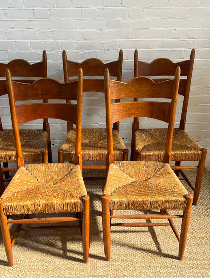 SET OF SIX RUSH DINING CHAIRS