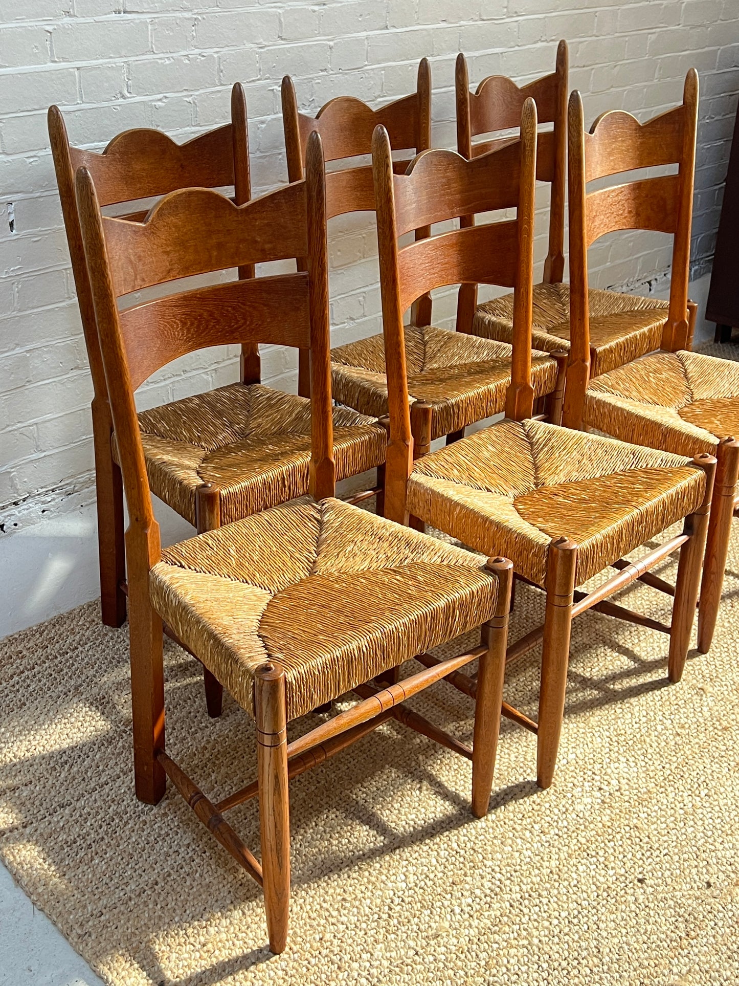 SET OF SIX RUSH DINING CHAIRS