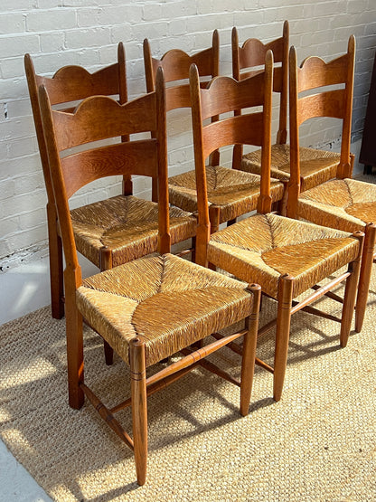 SET OF SIX RUSH DINING CHAIRS