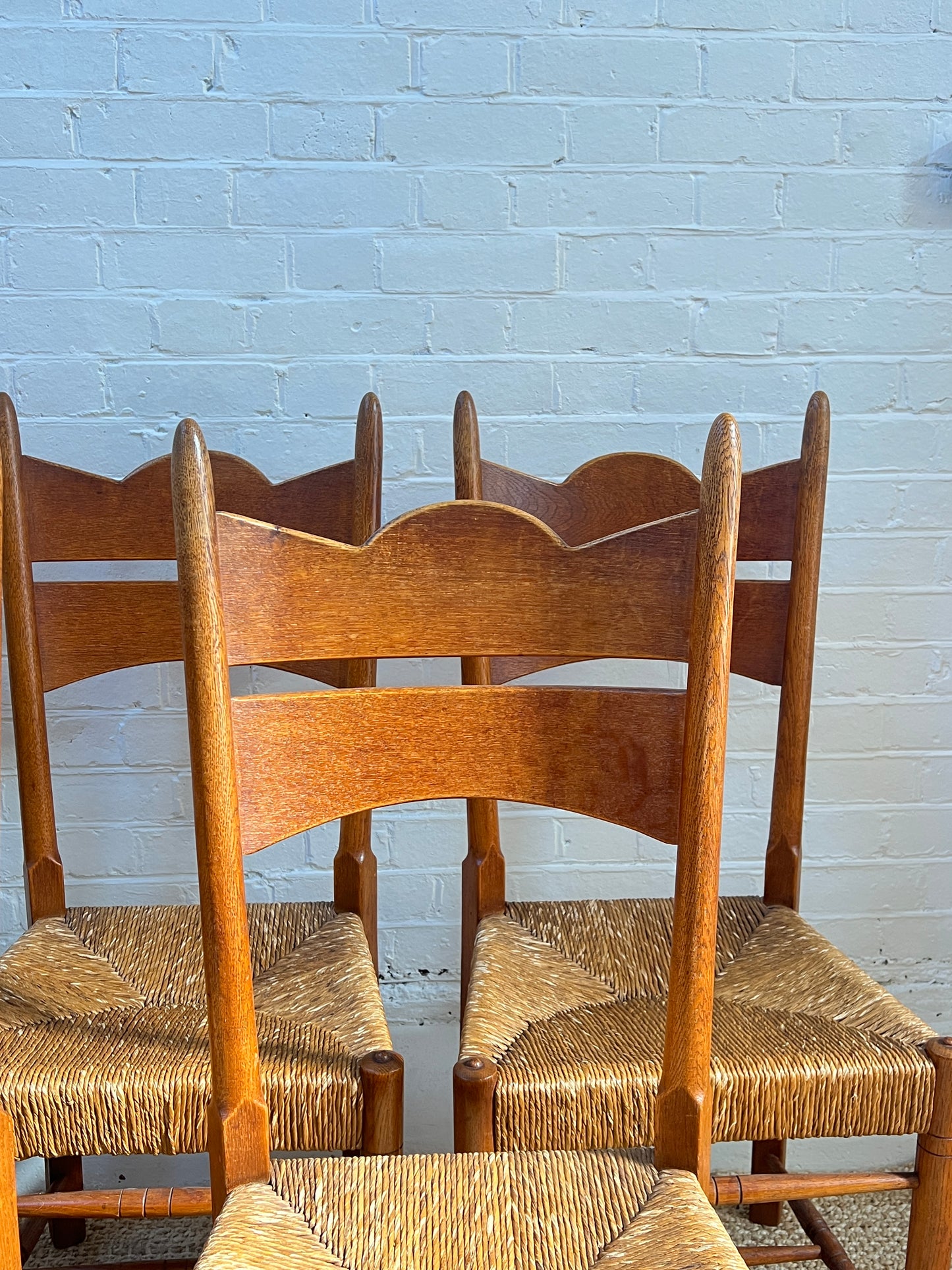 SET OF SIX RUSH DINING CHAIRS