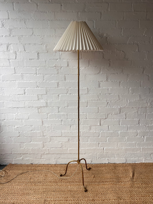 FRENCH BRASS TRIPOD FLOOR LAMP
