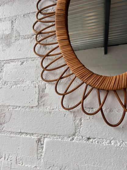 OVAL FRENCH RATTAN MIRROR