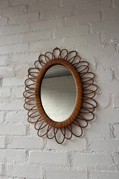 OVAL FRENCH RATTAN MIRROR