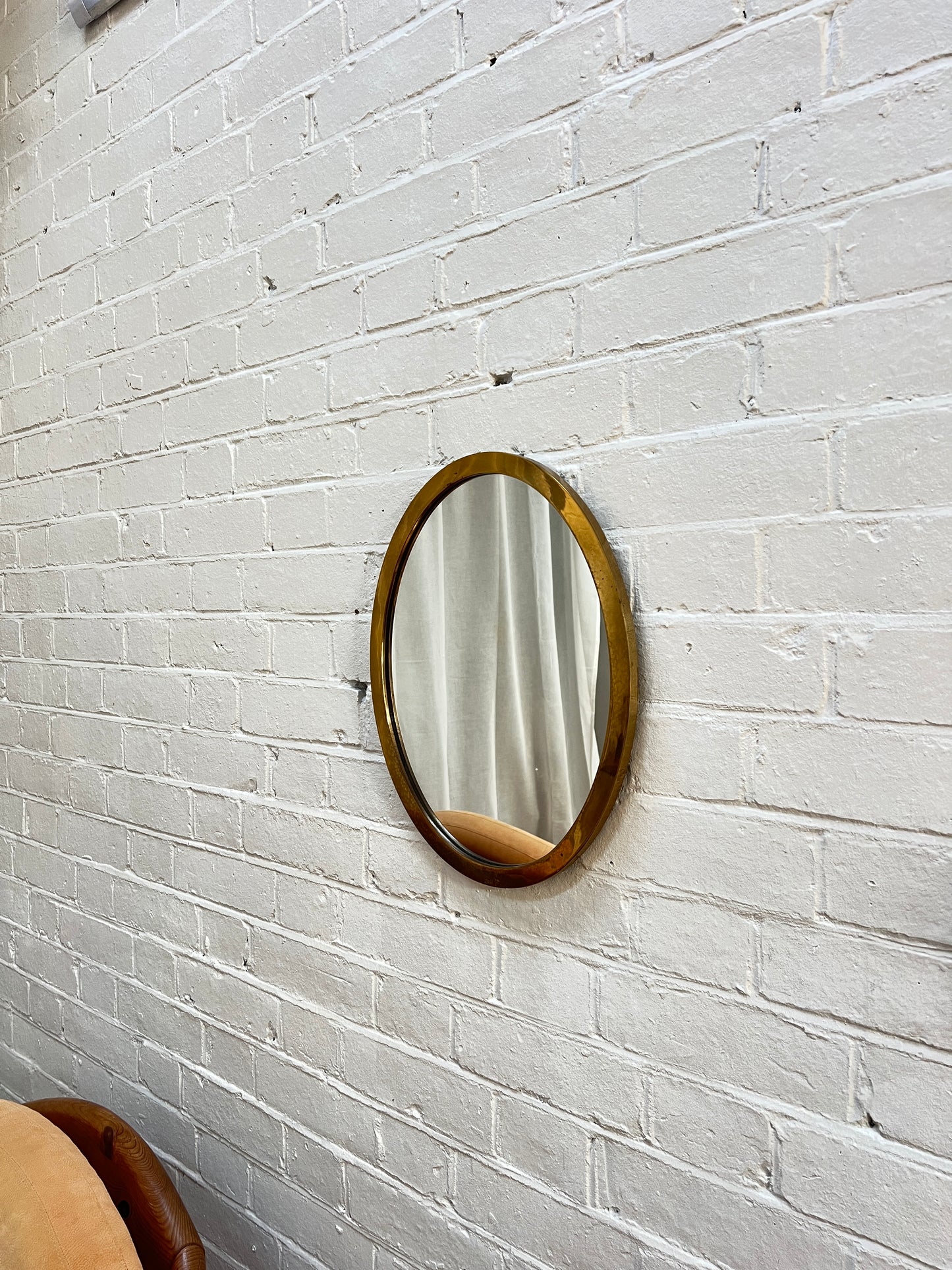 SMALL BRASS OVAL MIRROR