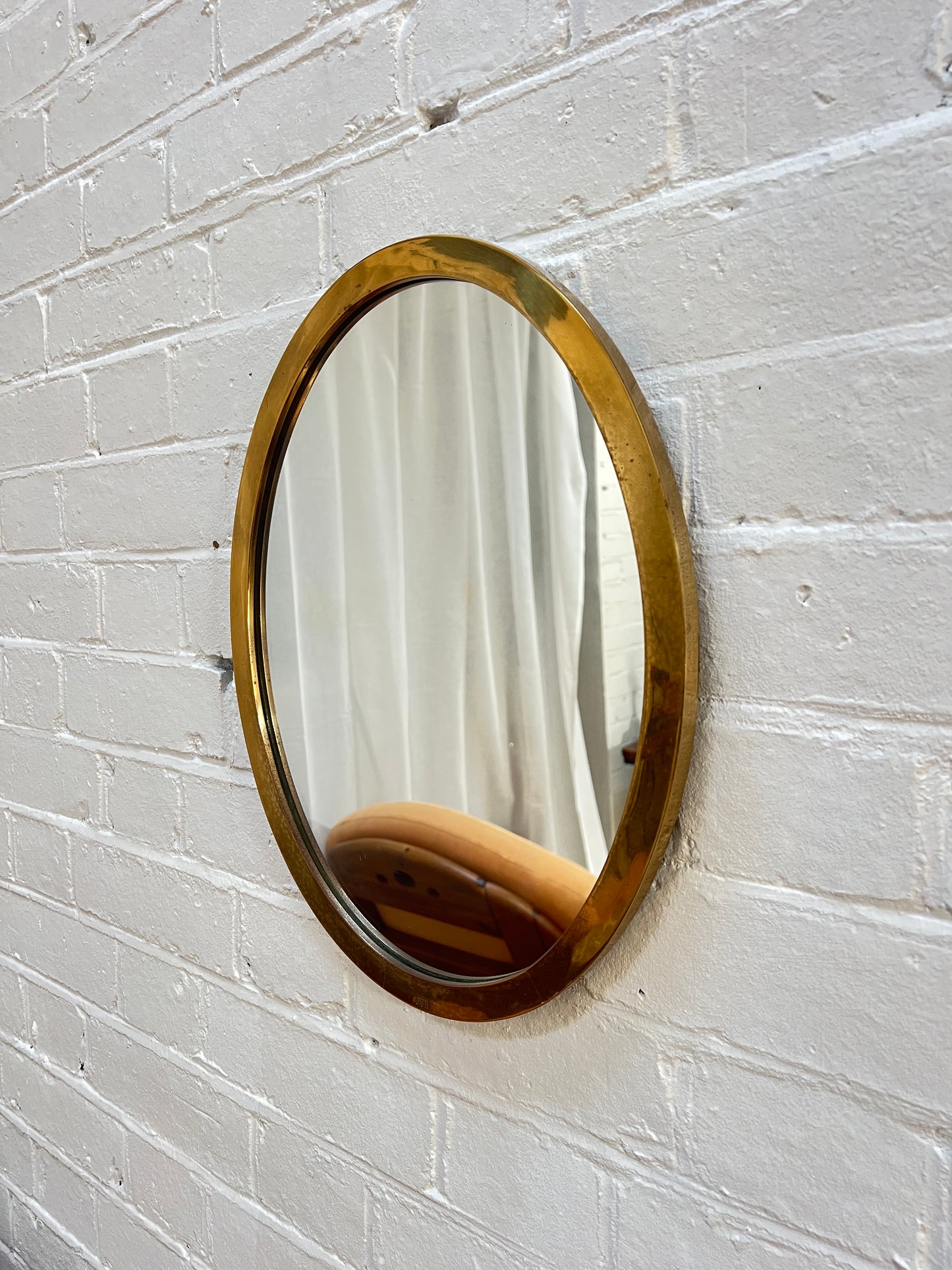 SMALL BRASS OVAL MIRROR