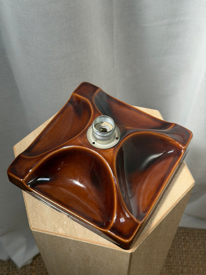 PAIR OF BROWN CERAMIC WALL LIGHTS