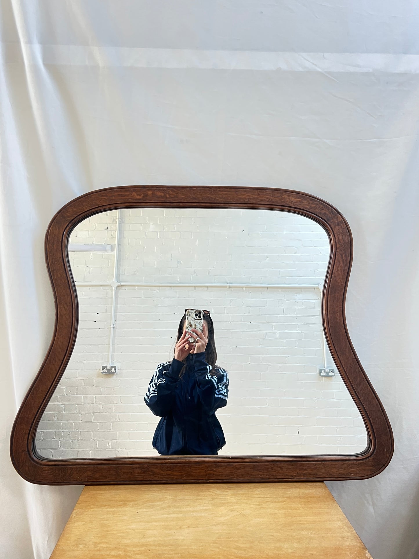 LARGE WOODEN MANTLE MIRROR
