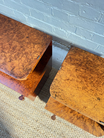 ART DECO BURL BEDSIDE TABLES