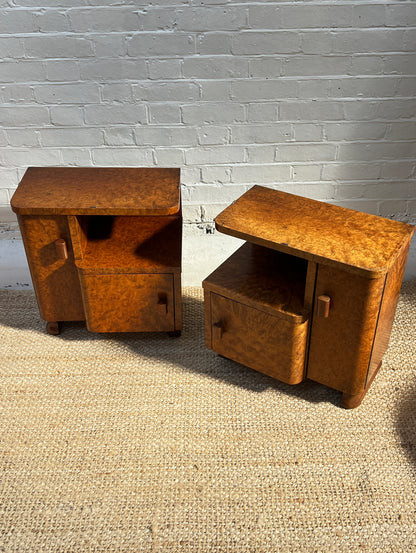 ART DECO BURL BEDSIDE TABLES