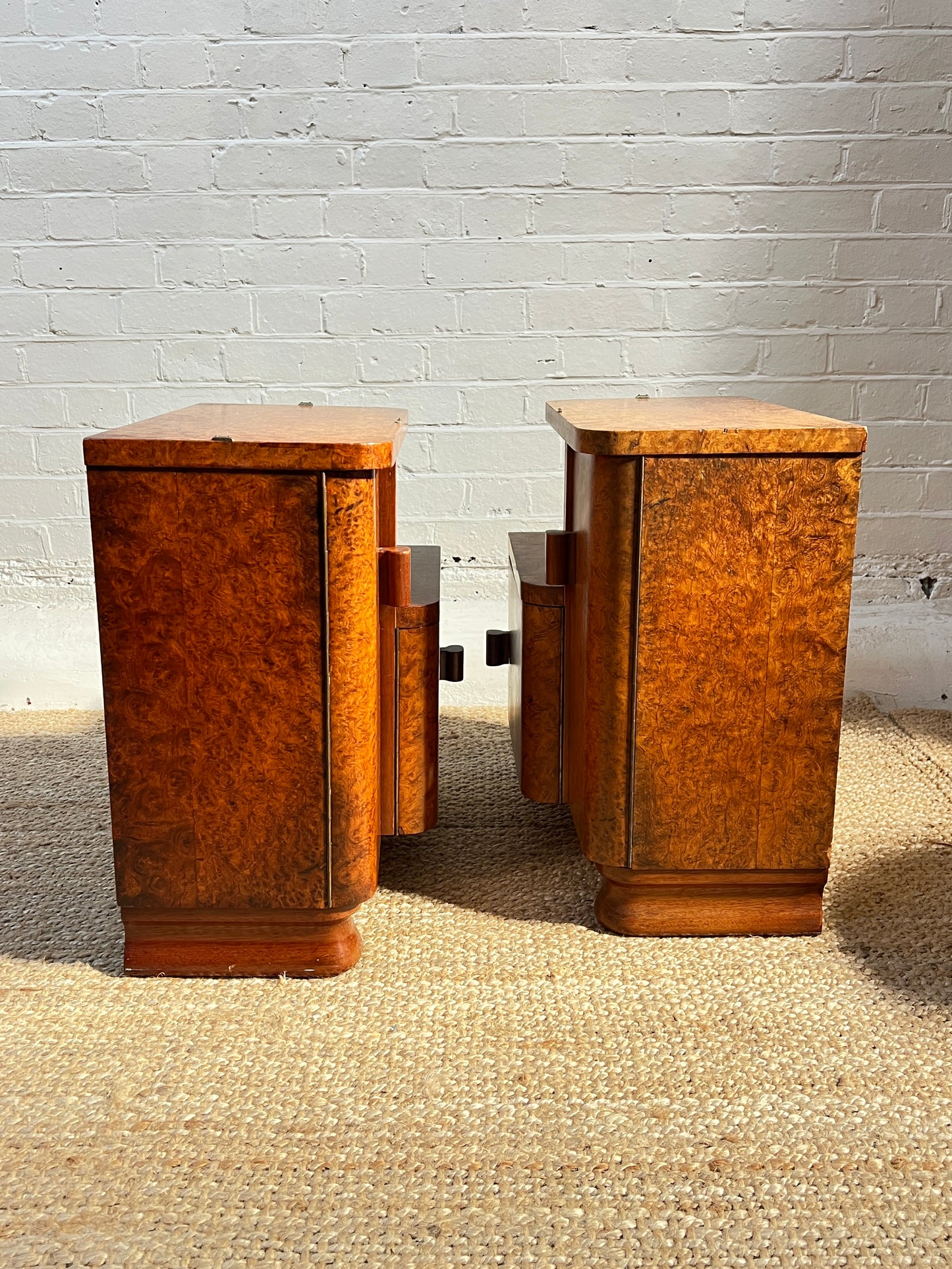 ART DECO BURL BEDSIDE TABLES