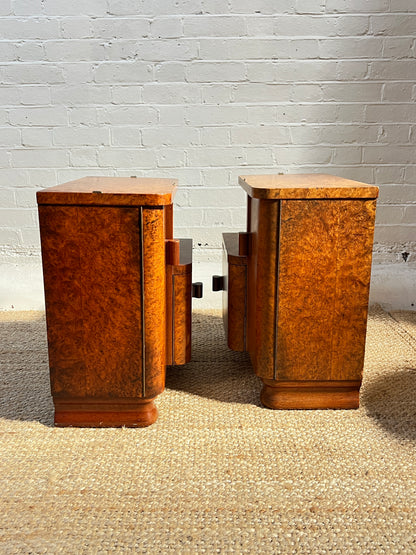 ART DECO BURL BEDSIDE TABLES