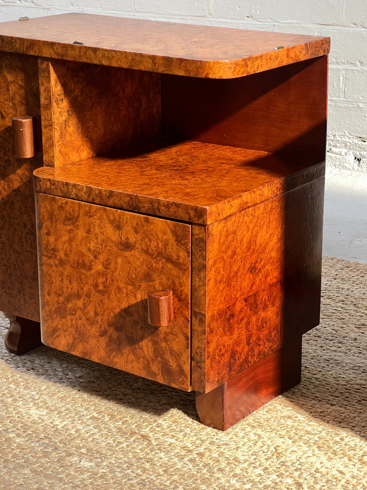 ART DECO BURL BEDSIDE TABLES