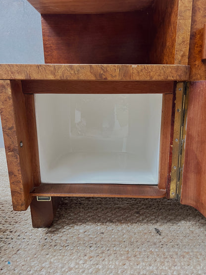 ART DECO BURL BEDSIDE TABLES
