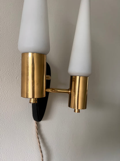 SWEDISH BLACK & OPAL GLASS WALL LIGHT