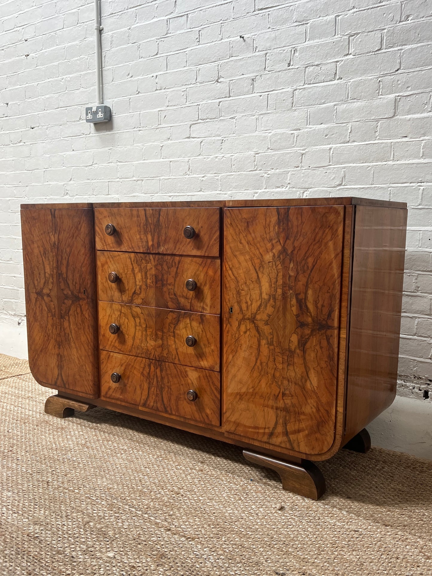 WALNUT VENEER ART DECO SIDEBOARD