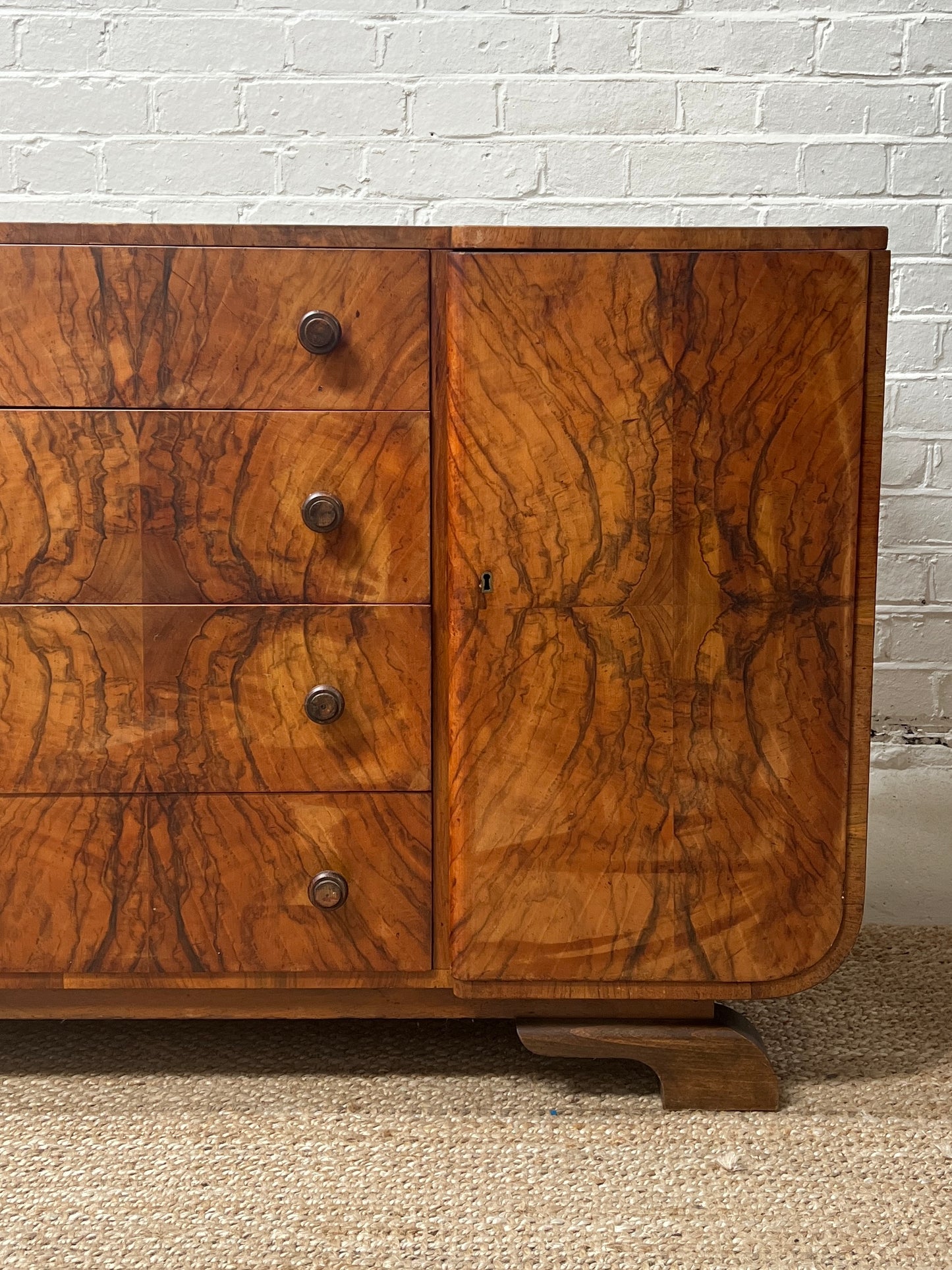 WALNUT VENEER ART DECO SIDEBOARD