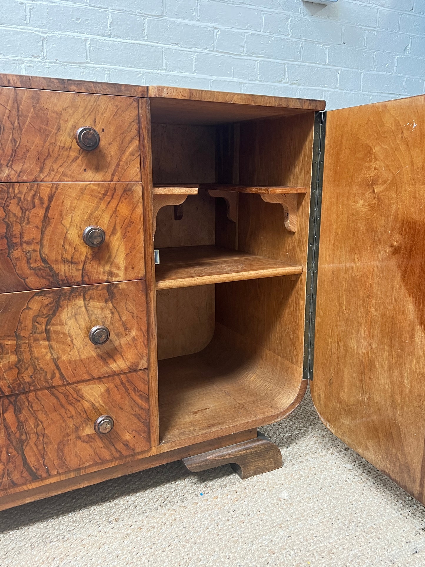 WALNUT VENEER ART DECO SIDEBOARD