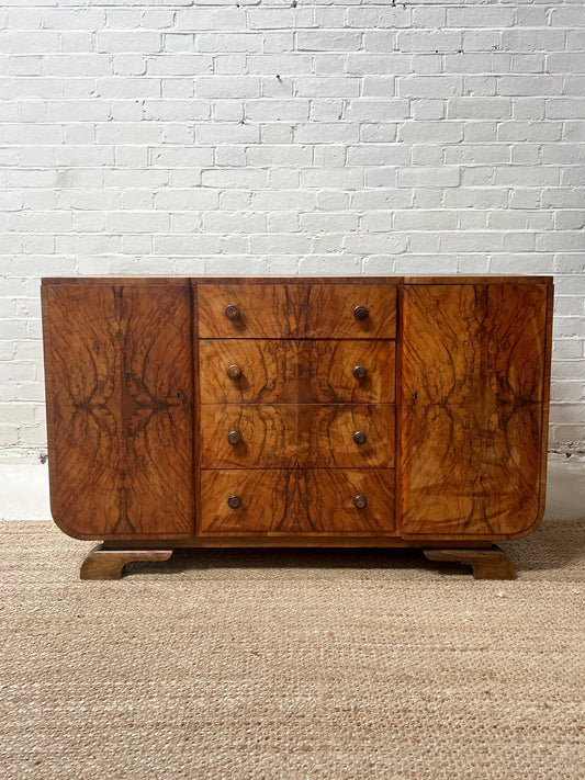 WALNUT VENEER ART DECO SIDEBOARD