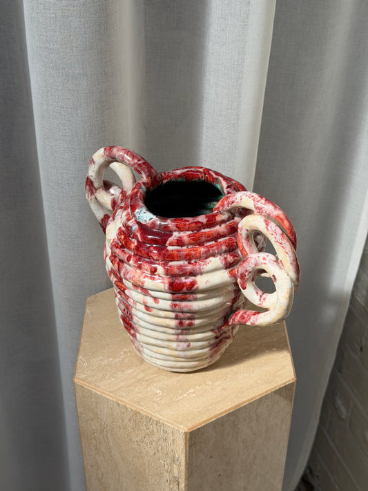 FRENCH RED COILED VASE