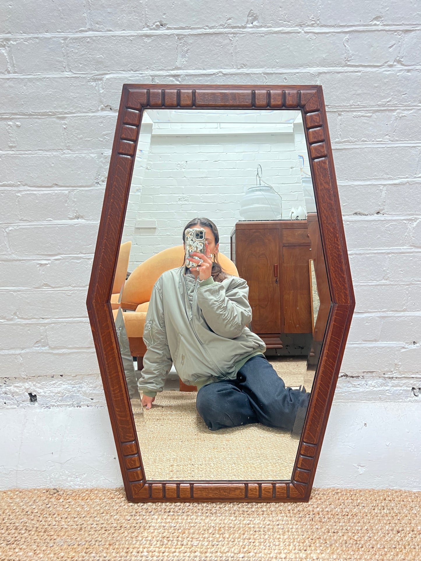 HEXAGON WOODEN MIRROR