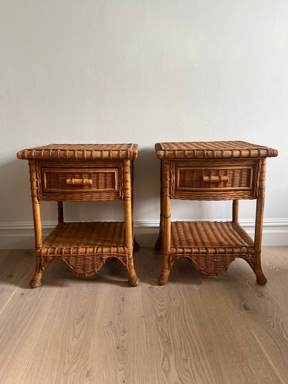 PAIR OF WICKER BEDSIDE TABLES