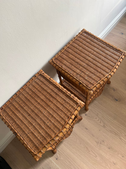 PAIR OF WICKER BEDSIDE TABLES