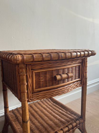 PAIR OF WICKER BEDSIDE TABLES