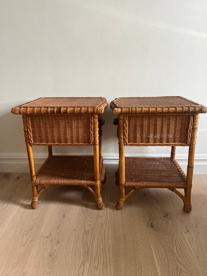 PAIR OF WICKER BEDSIDE TABLES