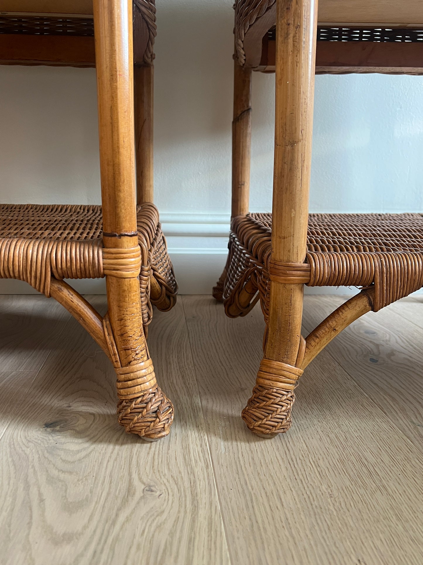 PAIR OF WICKER BEDSIDE TABLES