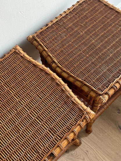 PAIR OF WICKER BEDSIDE TABLES