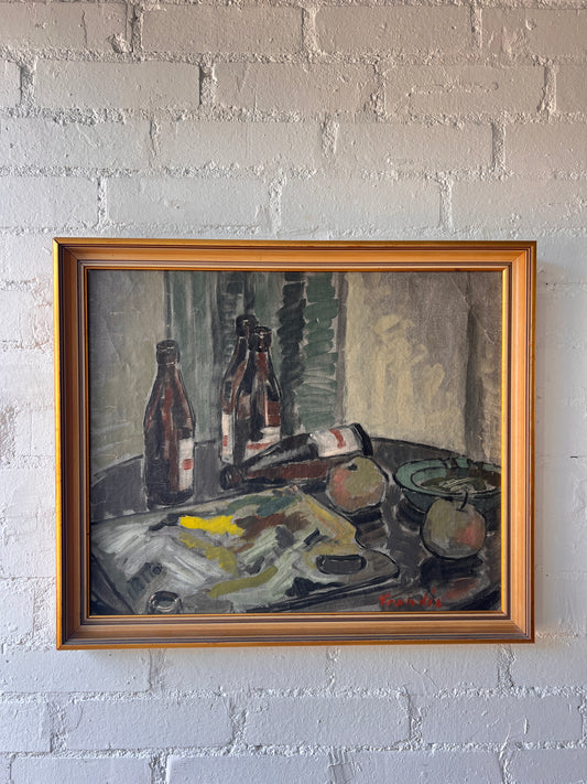 SWEDISH BOTTLE STILL LIFE OIL
