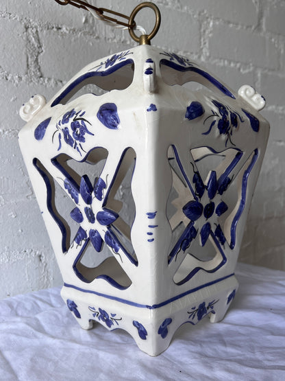 FRENCH HAND PAINTED CERAMIC LANTERN