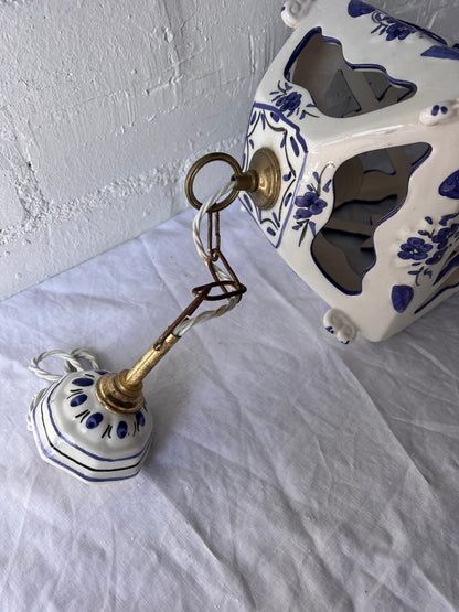 FRENCH HAND PAINTED CERAMIC LANTERN